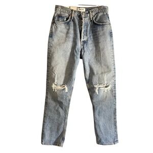 Agolde Riley Distressed High Rise Light Wash Straight Leg Jeans Size 26 NWT